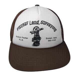 Fischer Land Surveying Snapback Rope Trucker Hat Brown One Size Mesh Back